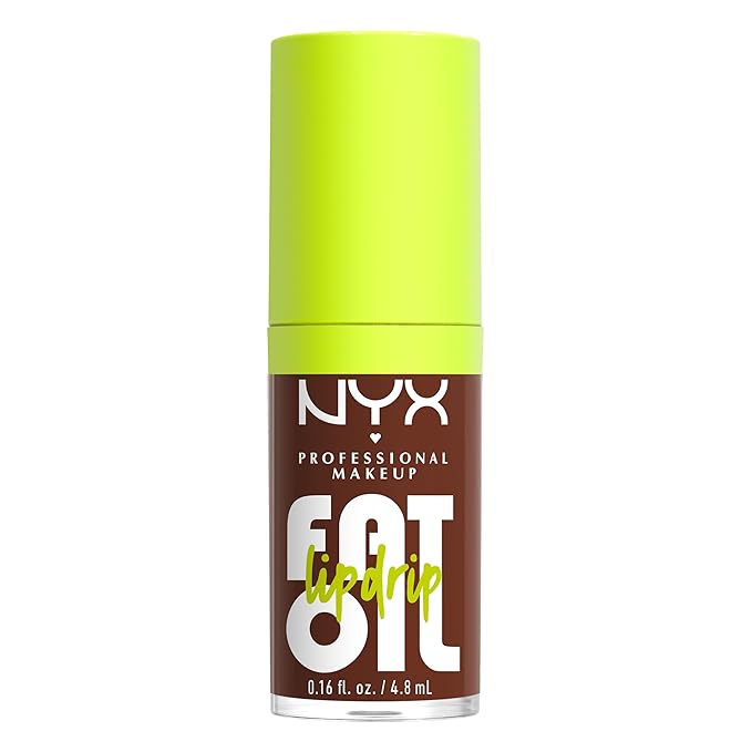 NYX PROFESSIONAL MAKEUP Fat Oil Lip Drip, Moisturizing, Shiny and Vegan Tinted Lip Gloss - Livin the Cream (Dusty Brown)