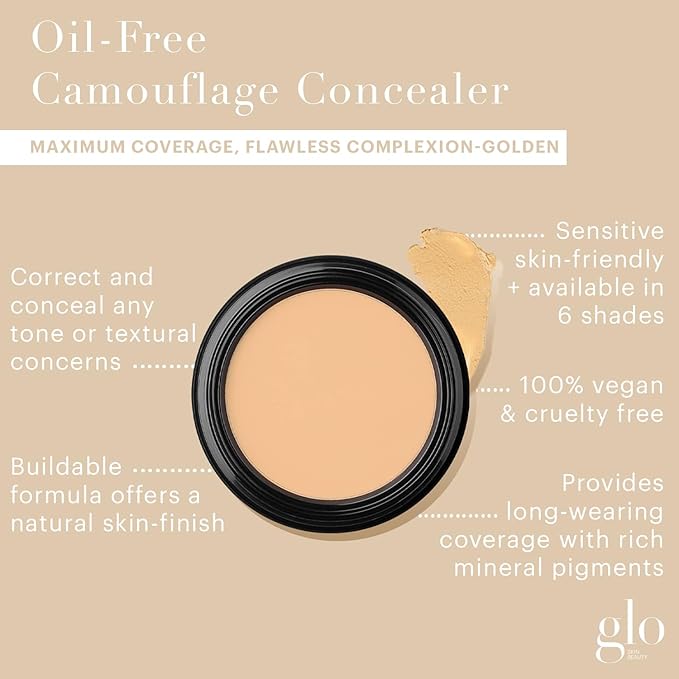 Glo Skin Beauty Oil-Free Camouflage Concealer - Correct and Conceal Imperfections, Blemishes & Dark Spots, Nourishing Makeup for a More Even Complexion (Golden)
