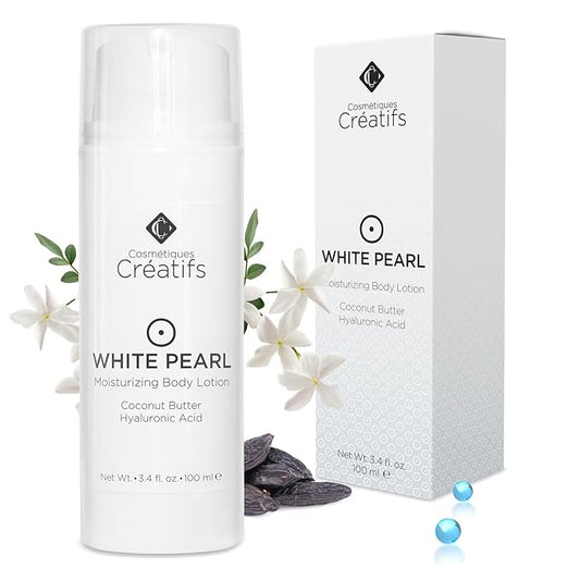 White Pearl Moisturizing Body Lotion with Coconut Butter and Hyaluronic Acid, 3.4 fl. oz.