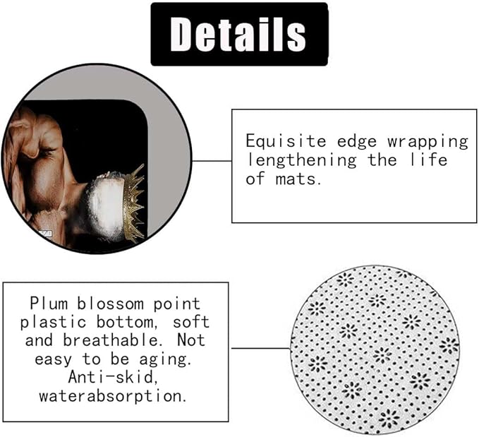 4PCS African American Shower Curtain Set, Black Shower Curtain, Black King Afro Black Man Bathroom Decor, Non-Slip Bath Mat, Positive Motivational Inspirational Gifts for Men, Man Cave Decor