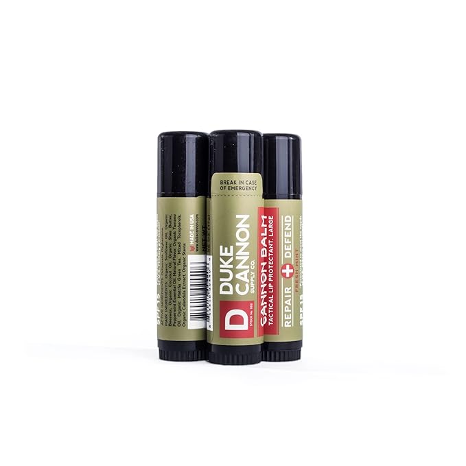 Duke Cannon Supply Co. - Tactical Lip Protectant Balm, Fresh Mint (3 Pack of 0.56 oz) Superior Performance Lip Protection Balm for Hard Working Men - Fresh Mint