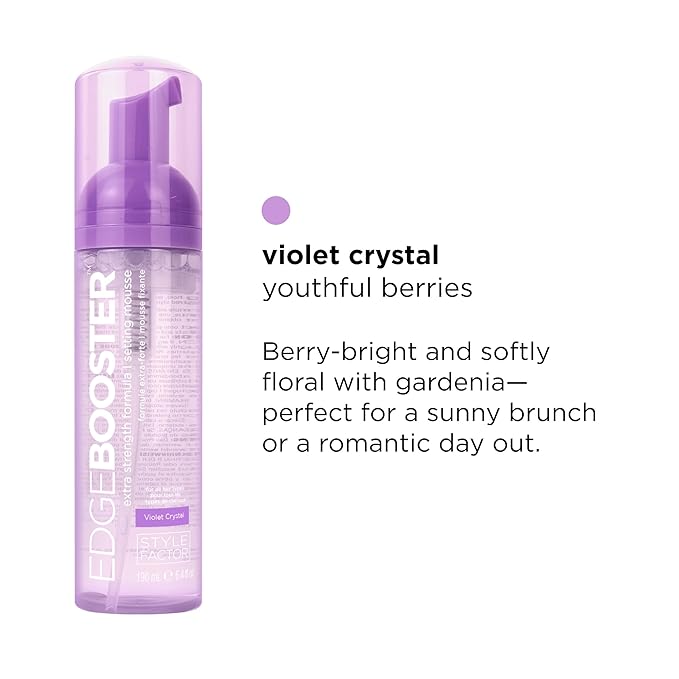 Style Factor EDGE BOOSTER Extra Strength Setting Mousse – Frizz Control, Extra Volume, and Conditioning – 2.5oz Violet Crystal Mousse for Curly Hair