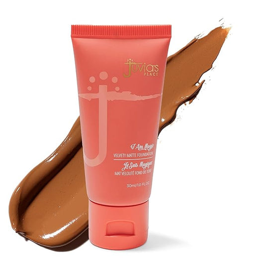 Juvia's Place I Am Magic Velvety Matte Liquid Foundation 340 - Kampala - Dark Tan w/Golden Undertone, Makeup Foundation Full Coverage, Lightweight, Long Wear, Velvety Matte Finish