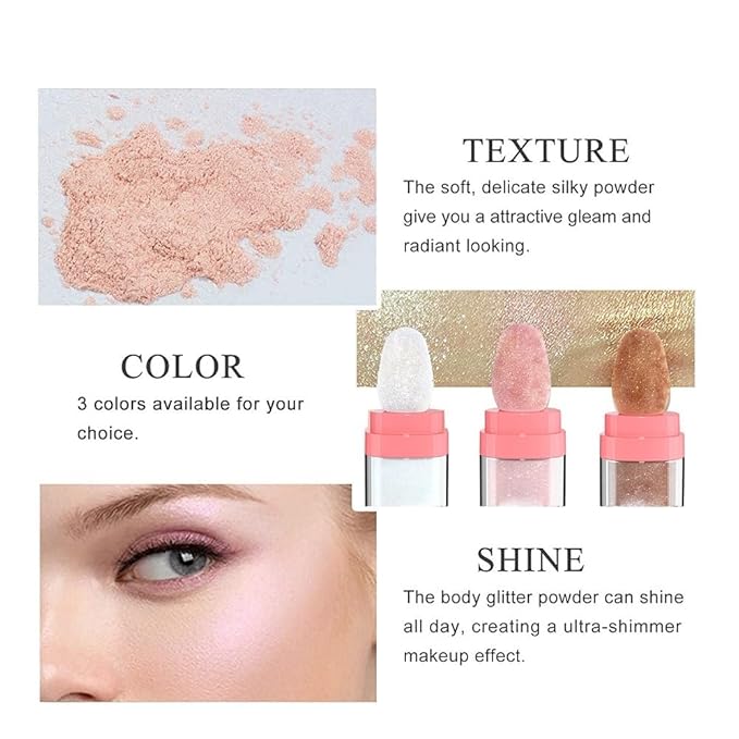 Highlighter Makeup Glitter Powder, Body Brightens the Natural Three-dimensional Face Blusher Patting Powder Highlighter.(04#Green)