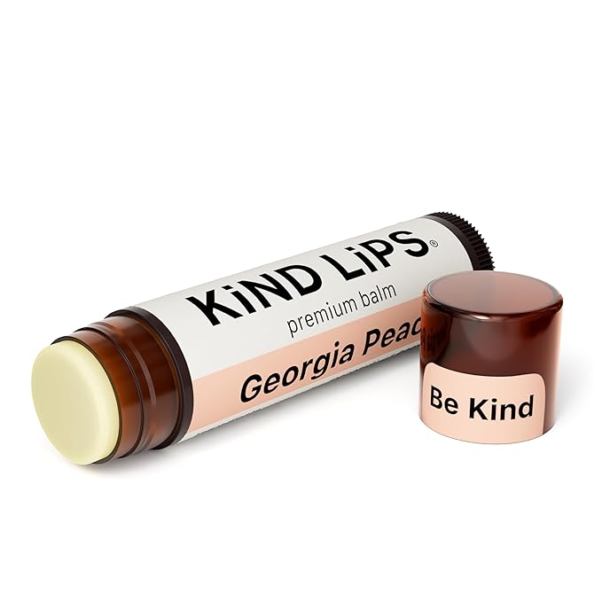 Kind Lips Lip Balm - Nourishing & Moisturizing Lip Care with Shea Butter, Beeswax & Vitamin E | Georgia Peach Flavor | 0.15 Oz (Pack of 3)