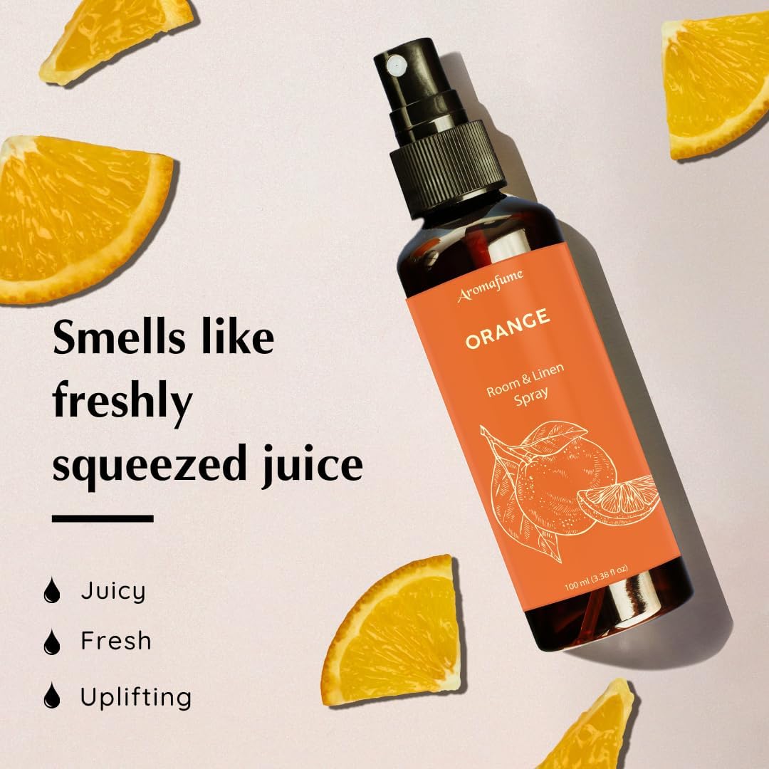 Orange Room, Linen & Pillow Spray by Aromafume | 100ml/3.38 fl oz | with Pure Orange Essential Oil | Aromatherapy Spray | Mist for Bedding, Fabrics