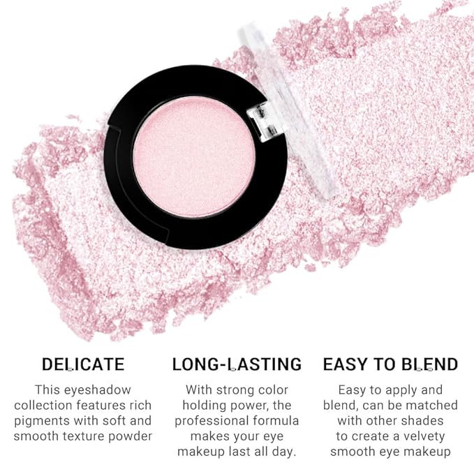 Monochrome Glitter Eyeshadow Makeup Palette, Highly Pigmented Rose Gold Eyeshadow Palette, Shimmer Pressed Powder Eye shadow Makeup, Single Vegan Eye Shadow, Daily Evening Women Girls Eyeshadow Gift6#