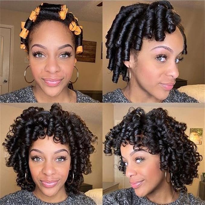 60pcs Perm Rods Set for Natural Hair Cold Wave Rods Hair Rollers for Women's Long Medium short Hair Curler Styling DIY Hairdressing Tools（Orange）