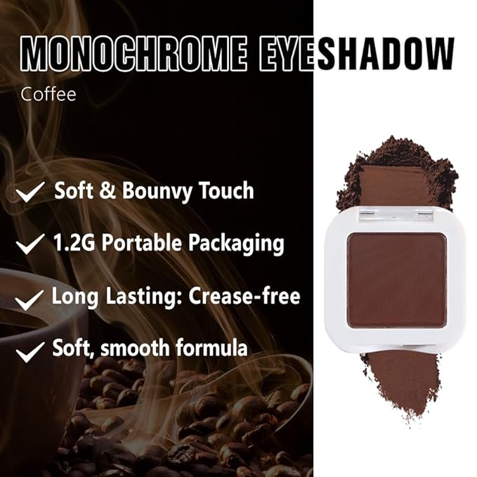evpct Dark Brown Matte Eyeshadow Singles, Coffee Mocha Cocoa Chocolate Brown Cream Single Matte Eye Shadow Palette Makeup for Older Women, High Pigment Waterproof Monochrome Mini Eyeshadow Palette