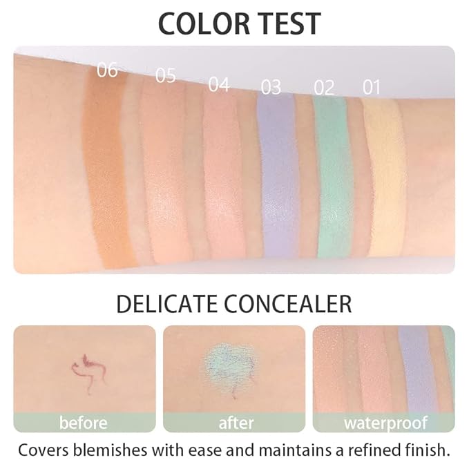 evpct 6 Colors Conceal Correct Cream Contour Makeup Palette for Mature Skin Color Correcting Conceal trouble spots dullness dark circles Correct discolorations Camouflage imperfections Covers redness