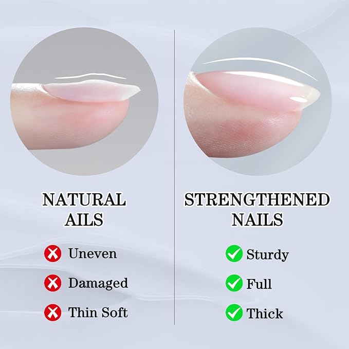 Double Rhythm 0.5Oz Nail Strengthener Rubber Gel Nail Polish 15ml Clear Builder in a Bottle Nail Thickening Extension Hard Structure Gel Glue (Clear 8 in 1-1)