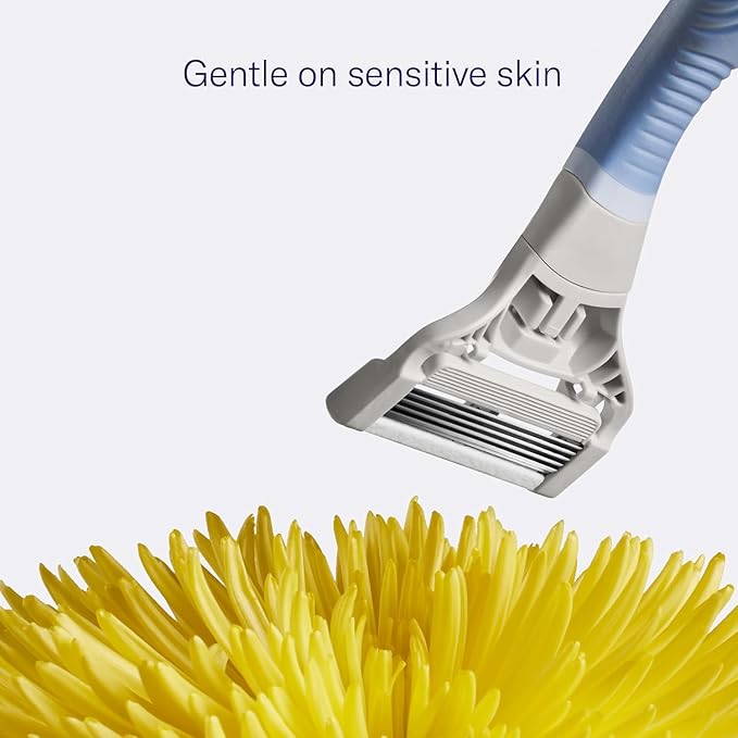 Flamingo Pubic Hair Razor for Women, Shaving Kit, 1 Pubic Razor Handle, 4 Five-Blade Refills, 1 Shower Holder, Starter Set, Full Kit