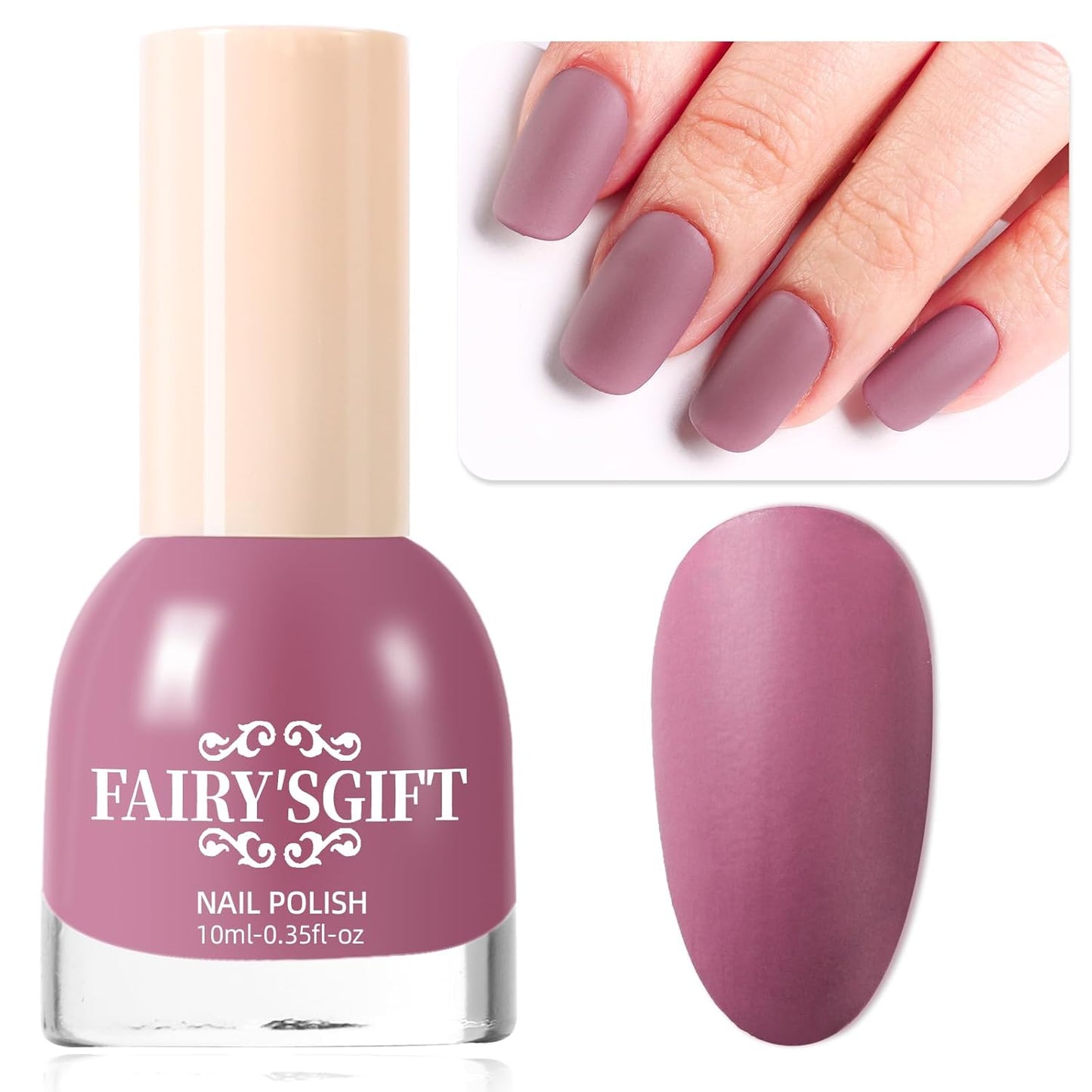 Matte Nail Polish Quick Dry Nail Lacquer for Nail Art Varnish, Mist Effect Matte Finish Velvet Nail Polish, 0.35 fl oz (Glamour Purple-24, 10 ML)