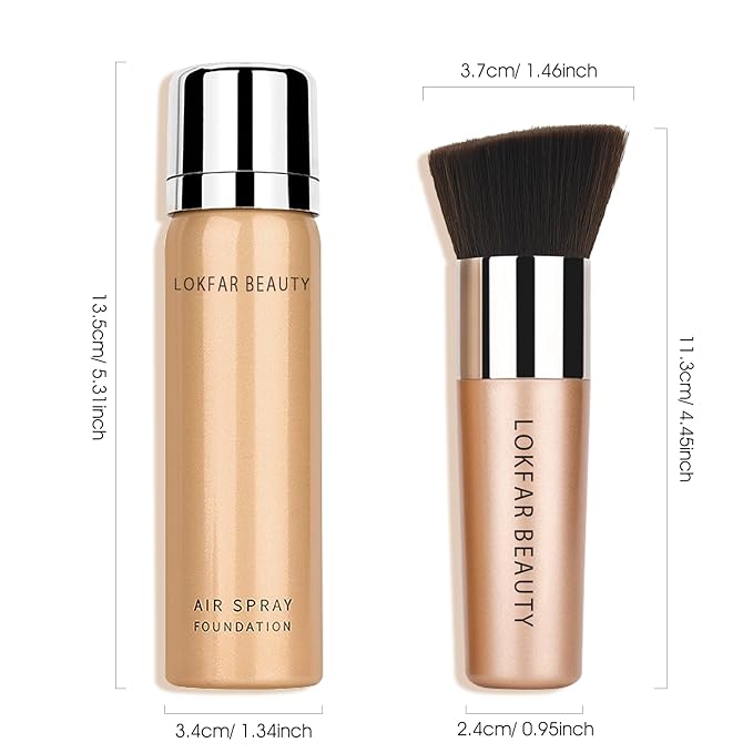 AirBrush Foundation Spray, Silky Mist Foundation Spray Makeup Set with Brush, Full Coverage Foundation for Smooth Radiant Finish, Formula Breathable Lightweight Hydrating | #A01 Ivory