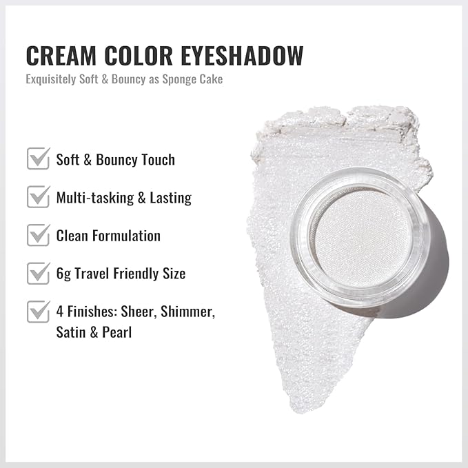 Oulac Shimmer White Cream Eyeshadow Primer| Highlighter Waterproof & Long Lasting Glitter Eyeshadow Natural Color Eye Shadow for Women 6g (01)