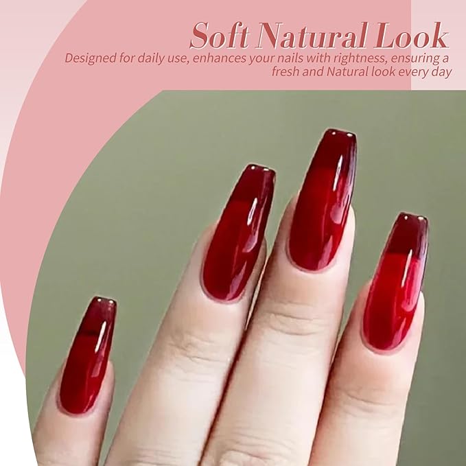 Born Pretty Jelly Burgundy Gel Nail Polish Blood Wine Red Nude Pink Gel Polish Sheer Transparent Halloween Gel Polish Kit Wild Rose for Salon Manicure and Nail Art DIY at Home 6Colors