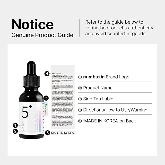 numbuzin No.5 Serum | Tranexamic Acid 4%, Niacinamide 5%, Glutathione, Vitamin C | Vitamin Concentrated Serum | Hyperpigmentation| Suitable for Sensitive Skin, Korean Skincare | 1.01 fl. oz.