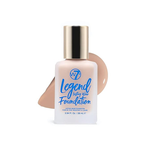 W7 Legend Foundation - Creamy Liquid Foundation for Poreless, Semi-Matte Medium Coverage - 28ml (Natural Beige)