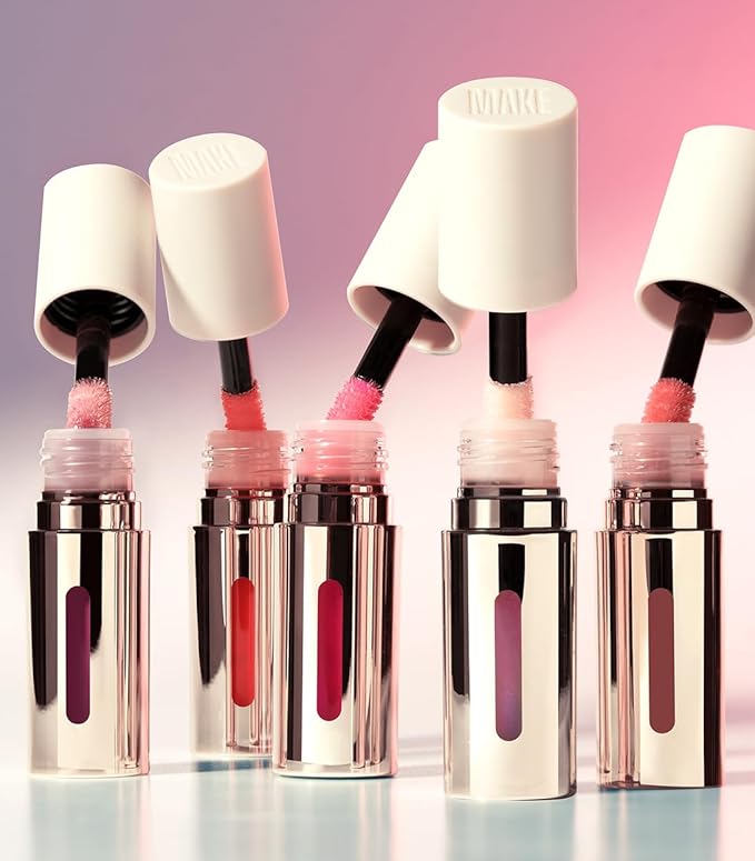 MAKE Beauty Serum Balm Hydrating Lip Oil. Vegan moisturizing lip gloss with plumping effect. Lip treatment cream for soft, smooth, shiny lips - Shade, Sun Flare