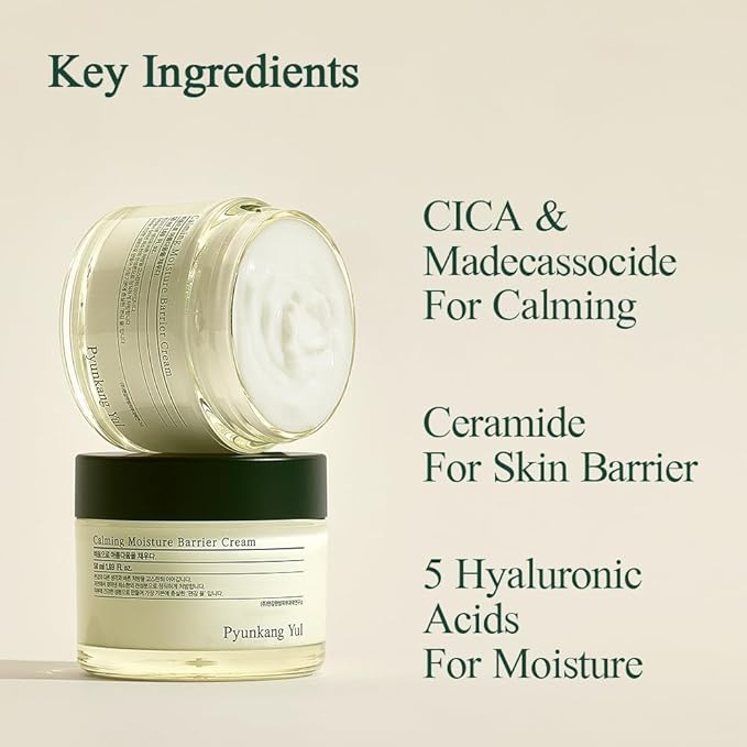 Pyunkang Yul PKY Calming Moisture Barrier Cream Instantly Soothes Sensitive Skin, Hyaluronic Acid & Ceramide for Hydration, Vegan, Korean Skincare (1.69 Fl. Oz, 50ml)