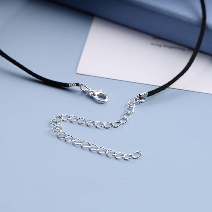 Boho Leather Choker Necklace Thin Black Suede Velvet Necklace Chain Vintage Minimalist Beaded Necklace 90s Chain Jewelry for Women Gifts