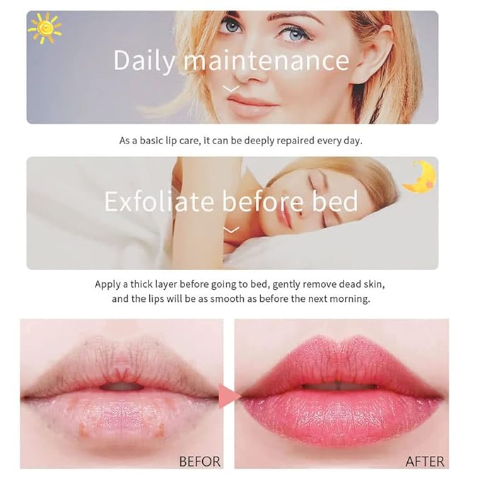 Bee Lip Balm Honey Pot, 2 PCS Strawberry & Honey Hydrating Prevention Dry and Cracked Lip Scrubs Exfoliator, Propolis Moisturizing Lip Sleep Mask Reduces Lip Lines, Lip Exfoliating Honey Bee Lip Mask