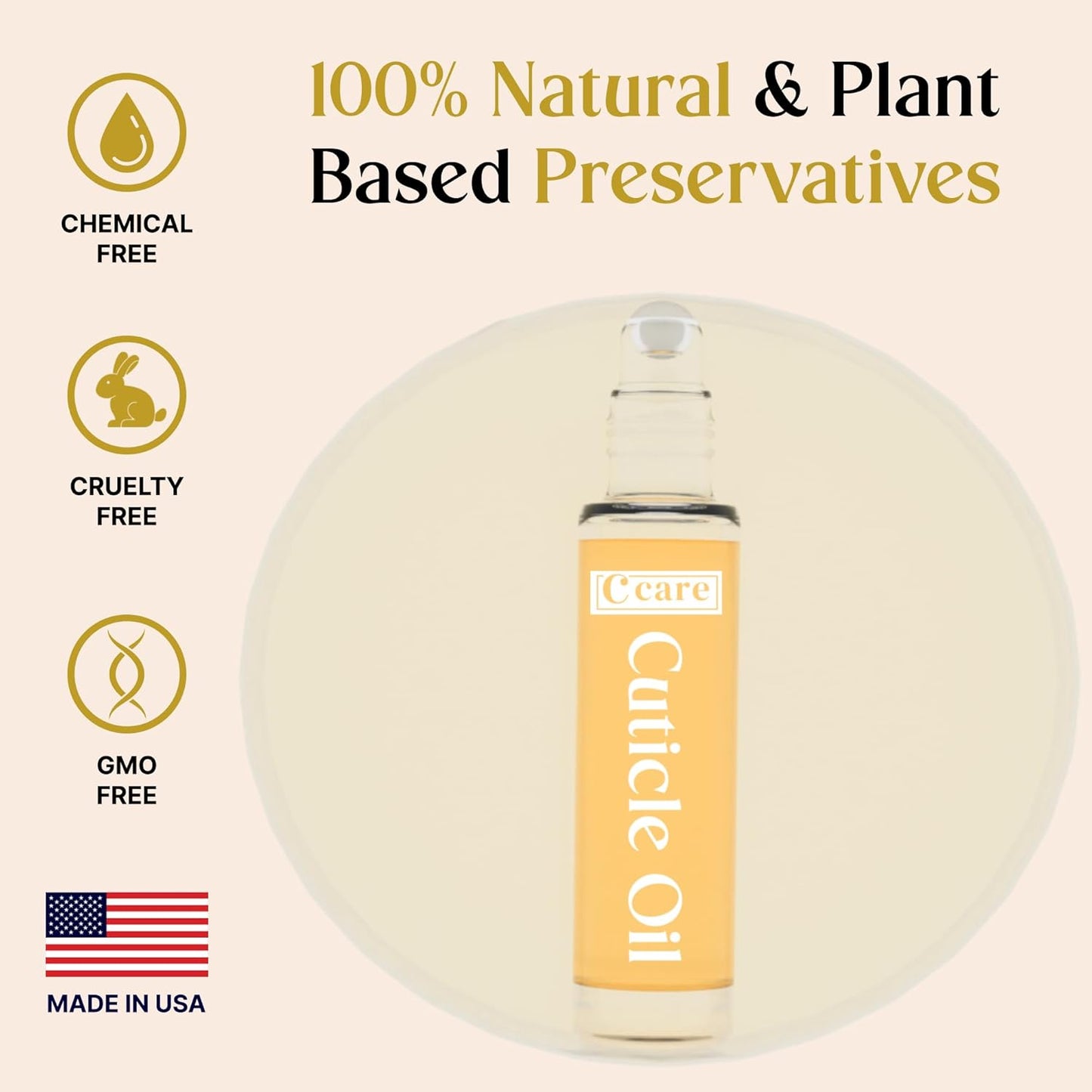 C CARE Sweet Almond Roll-On Cuticle Oil | Natural Revitalizing Hydrating Nail Oil For Repaired Cuticles Overnight | Remedy For Damaged Skin And Thin Nails | Paraben Cruelty Free Formula | 10ml