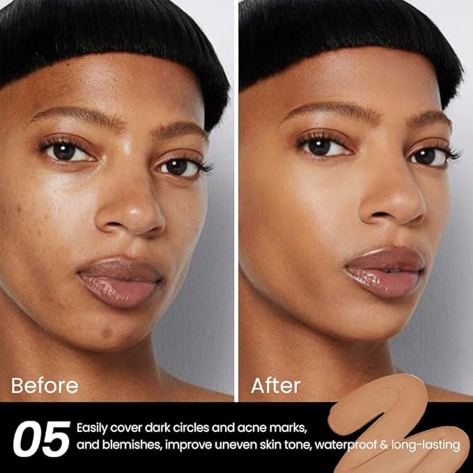 1 Pack Liquid Foundation Cream for Face Makeup,Durable Full Coverage Matte Concealer Make Up,Oil Control & Waterproof Base Primer -0.35 Fl.Oz (05#)