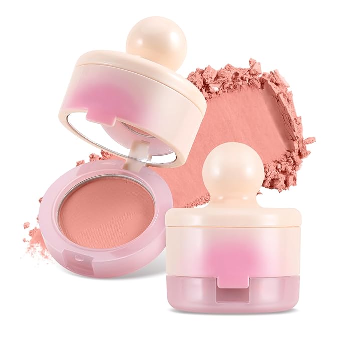 Boobeen Blush Compact for Face, Matte Powder Blush for Cheeks Powder Palette, Nude Light Blush with Puff, Blusher Makeup for a Radiant, Natural Glowing