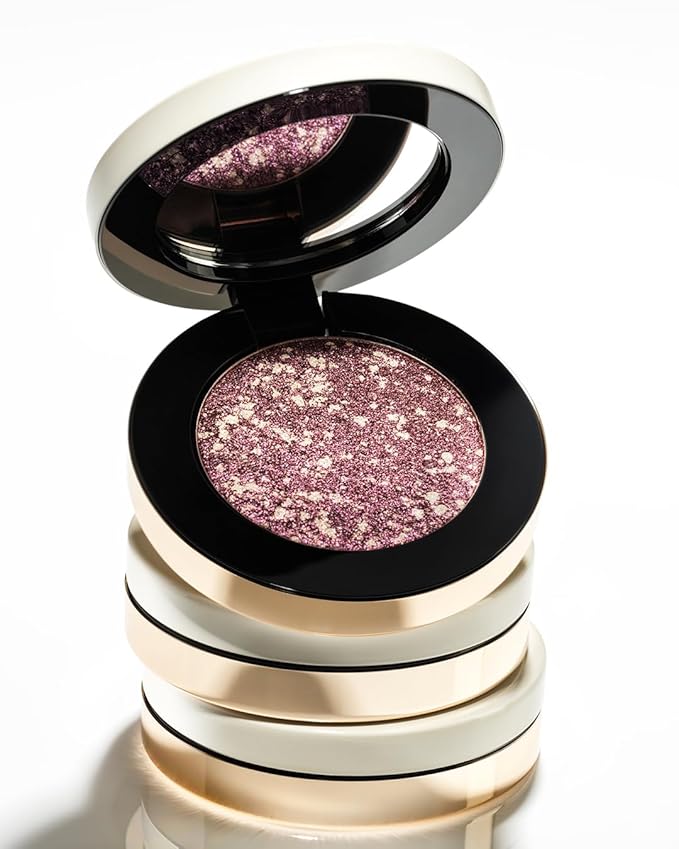 MAKE Beauty Multi-Chromatic Eye Shadow. Metal Reflecting Luminous Foil Finish Creamy, Buildable, Dimensional Long-wear, Crease-proof Powder Eyeshadow, Multichrome Shade - Purple Haze, Magenta