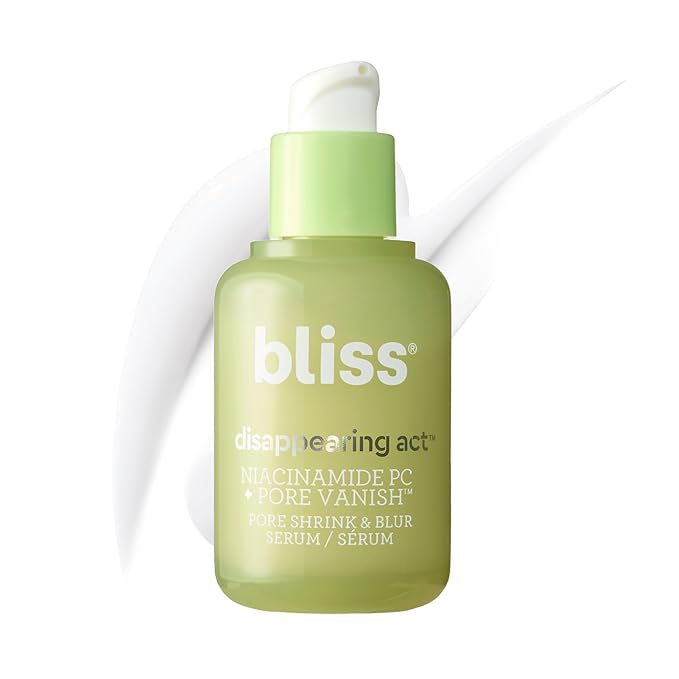 Bliss Niacinamide + Pore Vanish Complex Disappearing Act Serum – With Vitamin B3 + Green Tea - Reduces Pores & Dark Spots - Achieve Glass Skin - Clean, Cruelty-Free - 1 Fl Oz