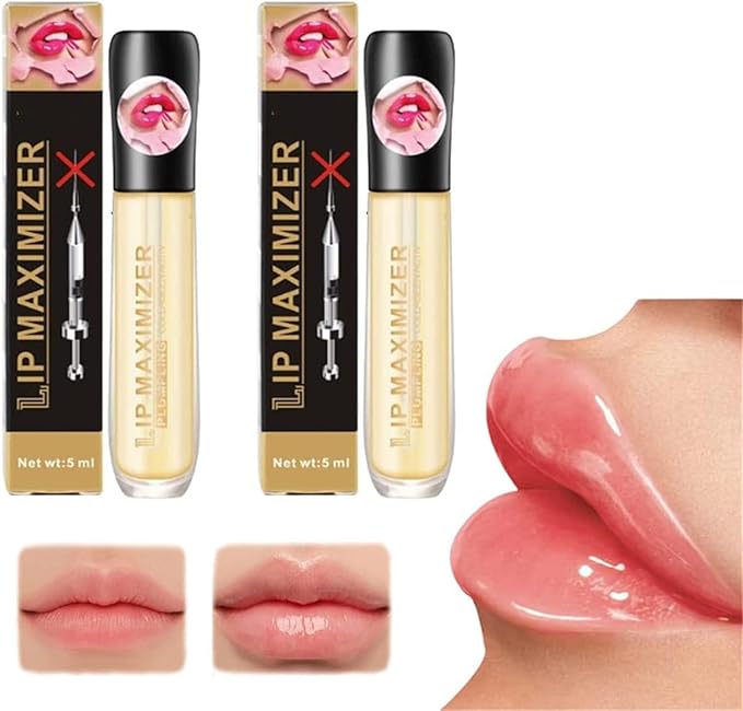 Vitamin E Lip Plumping Serum, Lip Hyaluronic Lip Plumper, Lip Plumping Serum Instant Lip Balm for Moisturize, Eliminate Dryness Wrinkles Enhances Plump Gloss (2PC)