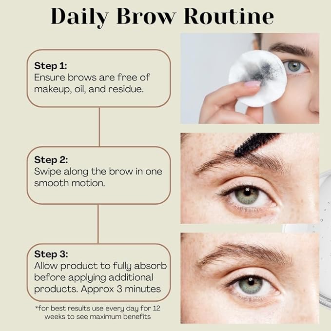 Eyebrow Growth Serum - with Biotin & Peptides - Eye Brow Serum for Growth - Vegan Brow and Lash Enhancer - Made in USA - Cruelty Free - 5ml