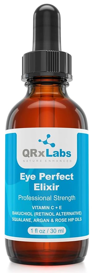 Eye Perfect Elixir - With Bakuchiol (Retinol Alternative), Pure Argan and Rosehip Oils, Squalane, Vitamin C & E - Best Anti-Aging Treatment Serum for Bags, Puffiness, Wrinkles, Crow Feet