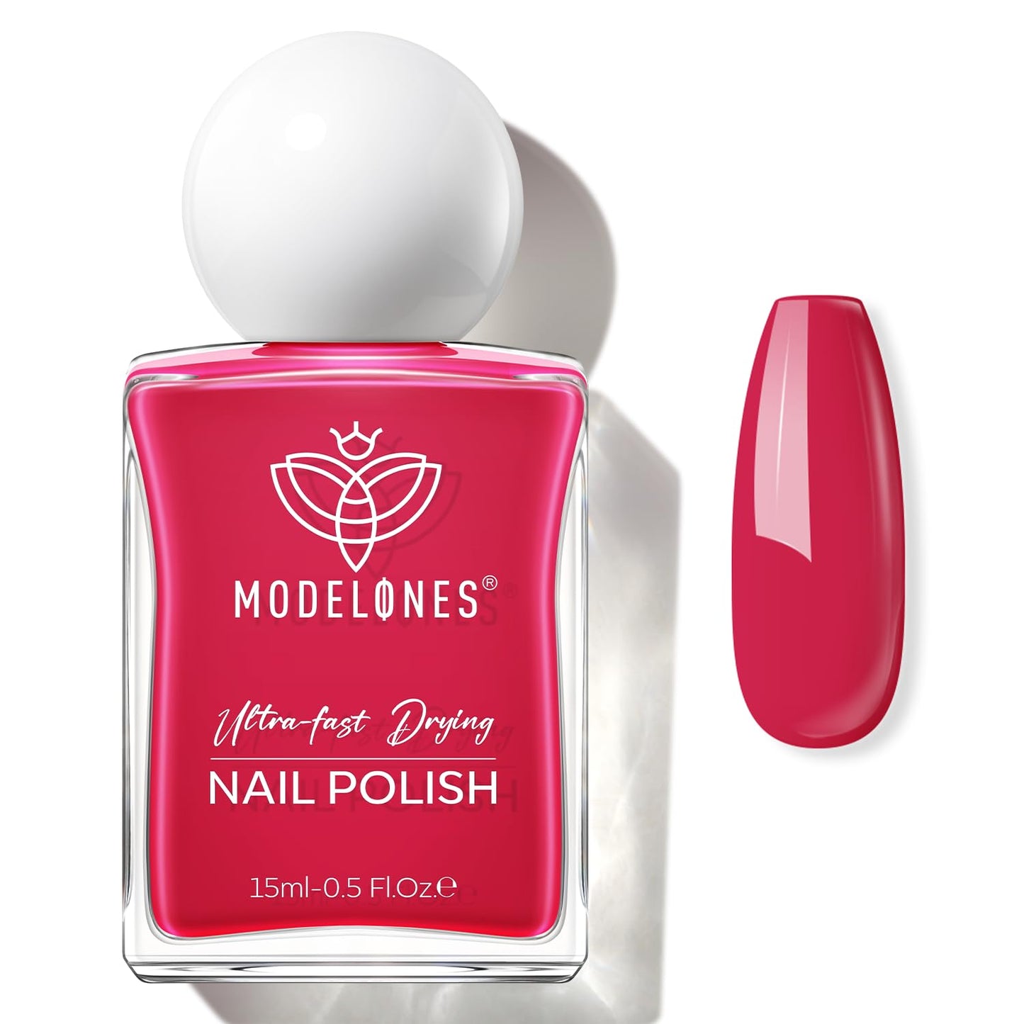 modelones Hot Pink Nail Polish, Magenta Pink 15 ml Quick Dry Nail Lacquer Strengthener Long Last Shine Fingernail Toe Nail Art DIY Home Travel Manicure Gift for Women Girls 0.5 Fl Oz