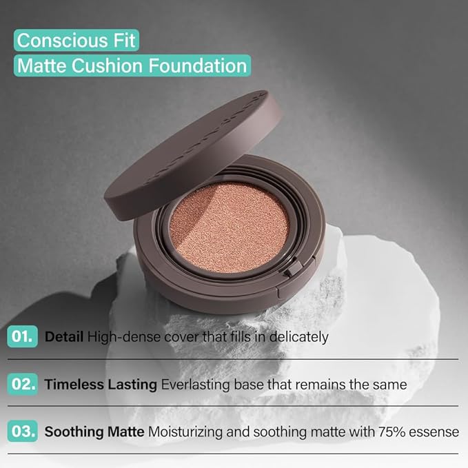 MOONSHOT KOREA Conscious Fit Cushion Foundation Medium Coverage, Long-Lasting & Buildable Foundation For A Smooth, Satin Finish, Vegan & Cruelty-Free,k-beauty (15N Cosmic Cream)