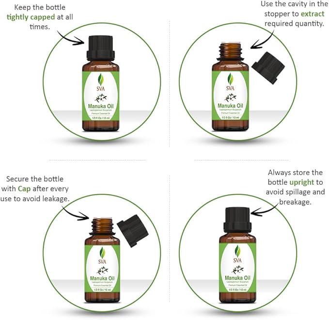 SVA Manuka Essential Oil – 1/3 Fl Oz – 100% Natural Manuka Oil - for Diffuser, Hair Care, Face, Skin Care, Aromatherapy, Scalp and Body Massage, Soap and Candle Making