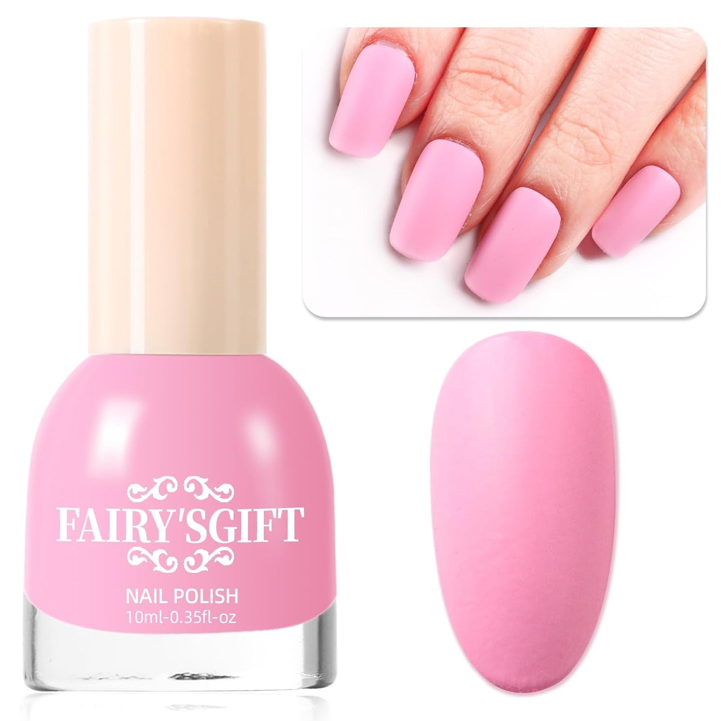 Matte Nail Polish Air Dry Nail Lacquer for Nail Art Varnish, Mist Effect Matte Finish Velvet Nail Polish, 0.35 fl oz (Dusty Pink-03, 10 ML)