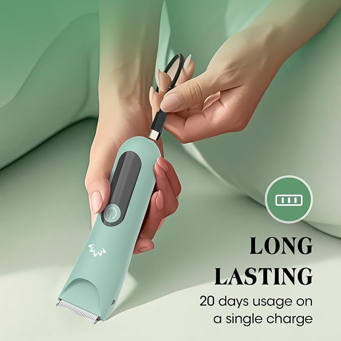 Electric Bikini Trimmer for Women,Electric Razors for Women,Cordless Pubic Hair Trimmer,IPX7 Waterproof & LED Display Mens Ball Trimmers Bikini Shaver for Underarm Leg Arm,Gifts Green