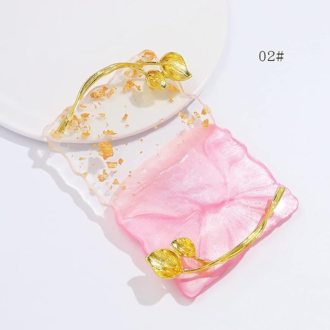 2023 Retro Nail Art Palette, Nail Painting Mixed Color Palette with Leaves Handle, Nail Holder Gel Color Makeup Display Board Pallet (Pink)