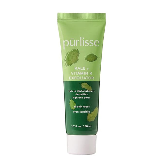 pürlisse Kale + Vitamin K Face Exfoliator Scrub - Exfoliating Face Wash for Detoxifying & Pore Tightening - Packed with Antioxidants for Smooth, Radiant & Youthful Skin (1.7 Fl oz)