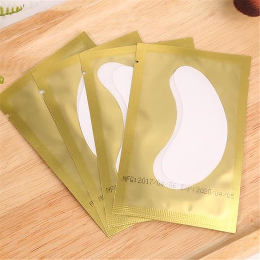 100 Pairs Set，Eye Gel Patches,Under Eye Pads Lint Free Lash Extension Eye Gel Patches for Eyelash Extension Eye (gold)