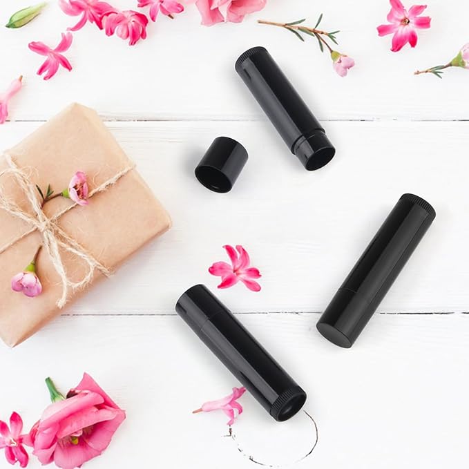 100 Pcs 5.5ml Bulk Empty Lip Balm Tubes Refillable Plastic Lip Gloss Container Travel Lipstick Tubes Chapstick Tubes Holder For DIY Homemade Lip Balm (black)