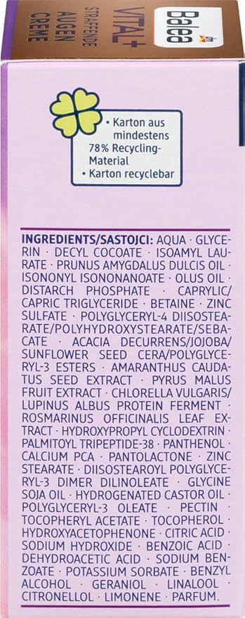 Balea Eye cream VITAL + Firming Eye Cream, 15 ml (Age: +50)