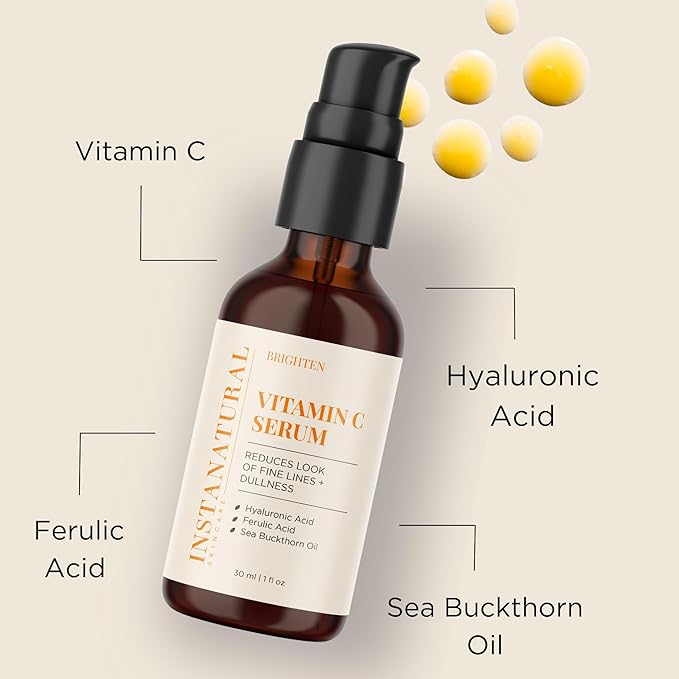 InstaNatural Vitamin C Cleanser and Serum Kit, Brightens and Reduces Signs of Aging, Fine Lines and Wrinkles, with Botanical Extracts
