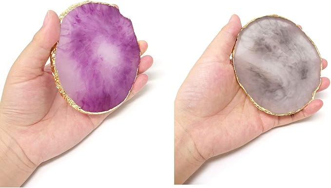 Honbay 2PCS Golden Edge Resin Nail Art Palettes Drawing Plates Manicure Display Tools for Women