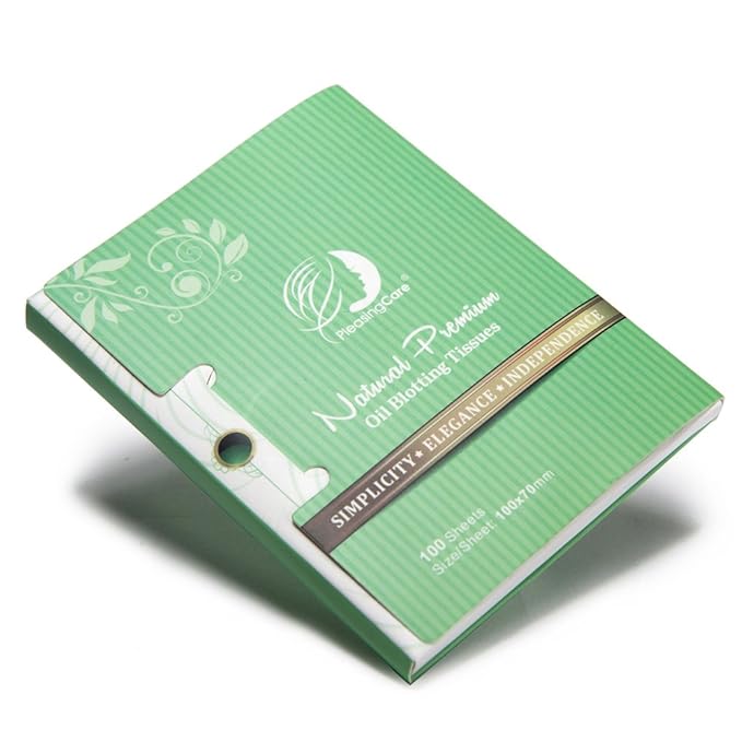 Natural Green Tea Oil Absorbing Tissues - 200 Counts in 2 Pack, Premium Face Oil Blotting Paper - Take 1 Piece Each Time Design - Large 10CM Oil Absorbing Sheets, No Waste and Easy to Carry in Pocket!