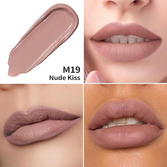 Oulac Matte Liquid Pink Lipstick for Women, Pink Nude Long Lasting Lipstick, Waterproof Lip Stain, No Transfer, Creamy High Pigmented Formula with Vitamin E, Vegan & Cruelty-Free M19