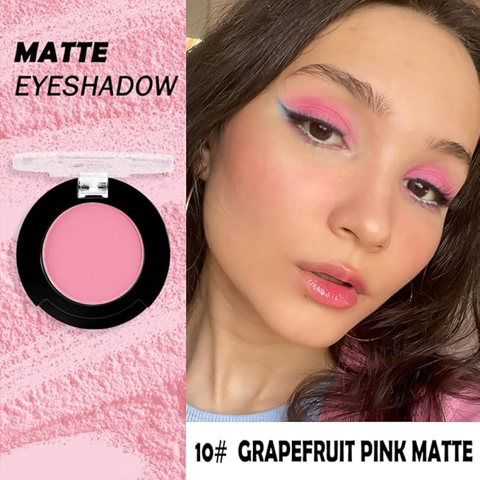 Monochrome Matte Eyeshadow Makeup Palette,Highly Pigmented Grapefruit Color Eyeshadow Palette,Matte Pressed Powder Eye shadow Makeup,Single Vegan Eye Shadow,Daily Evening Women Girls Eyeshadow Gift10#