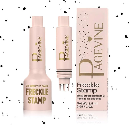 Upgrade Freckle Pen Stamp– Waterproof Faux Fake Freckles Makeup Tool, Natural-Looking Freckle Maker & Spray with Multi-Prong Precision Stamp Head, Long-Lasting Sunkissed Makeup (DARK)